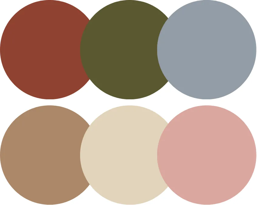 Muted Morandi color palette for the scenic design