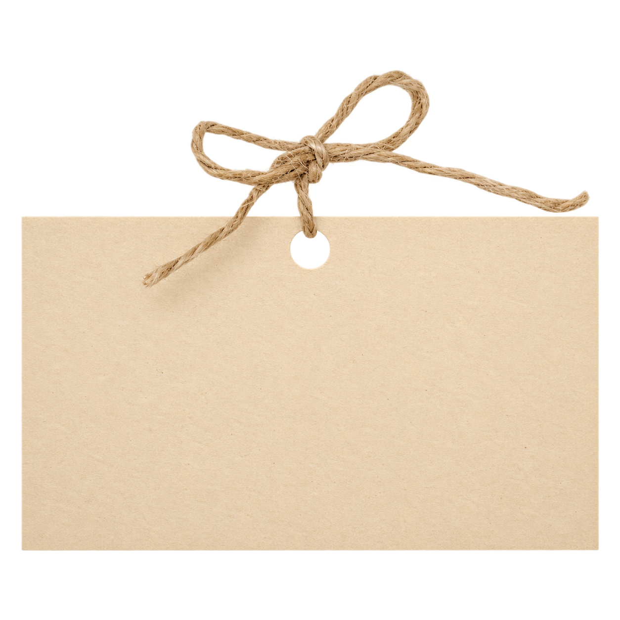 Beige paper tag tied with twine
