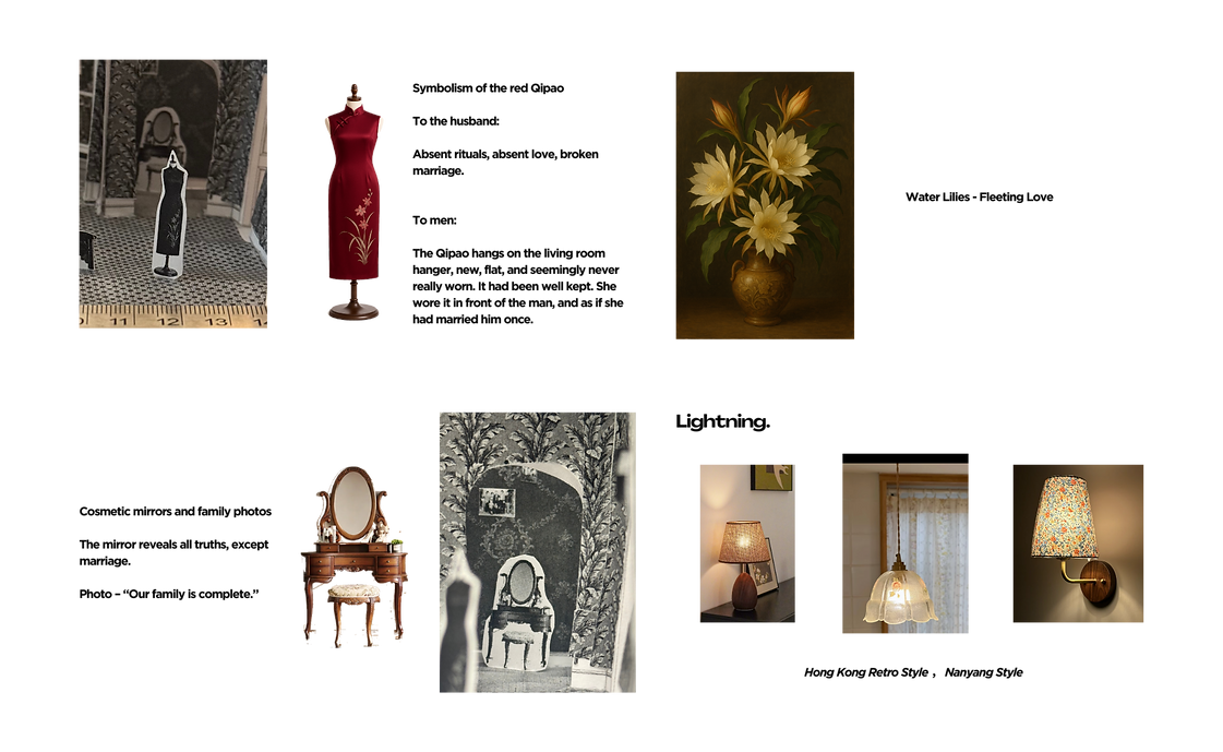 Costume, dressing table, artwork and lighting references
