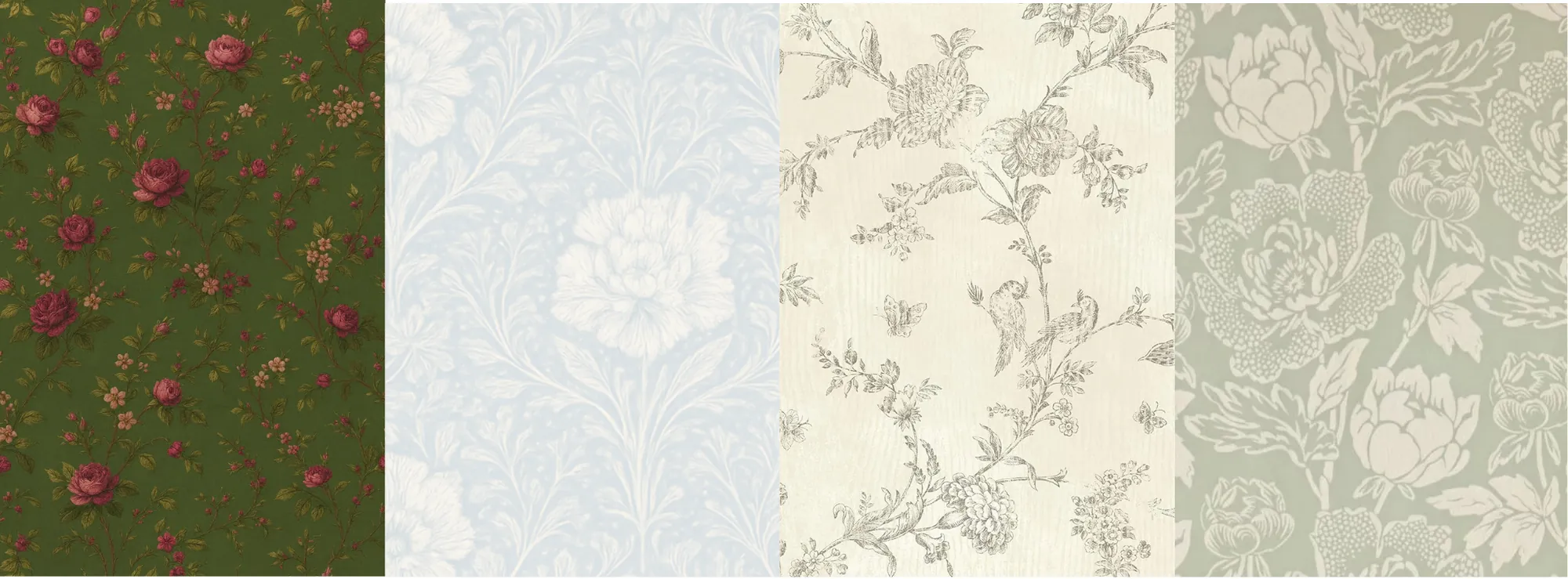 Muted wallpaper samples for the living room set
