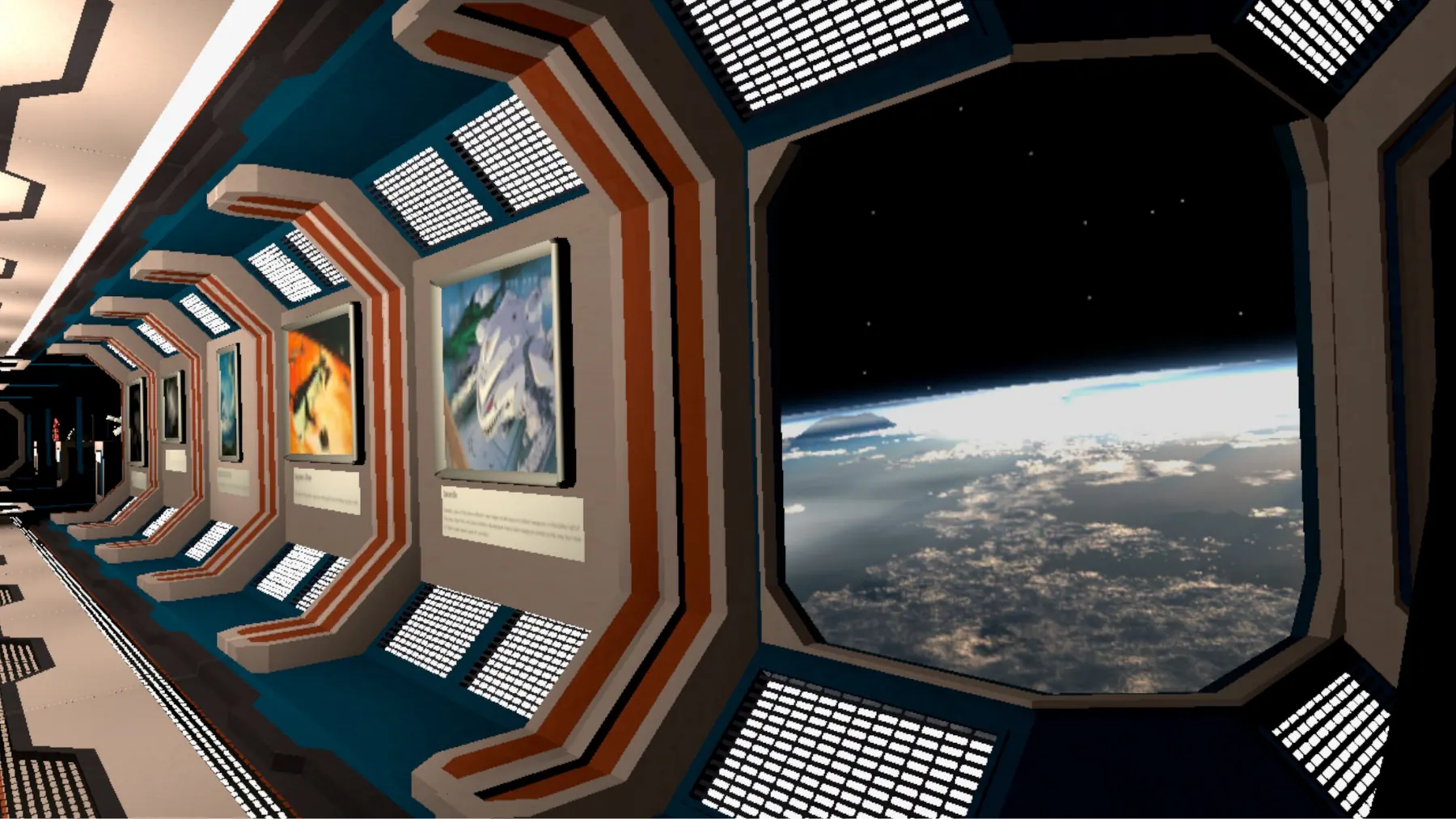 Museum photo gallery overlooking Earth